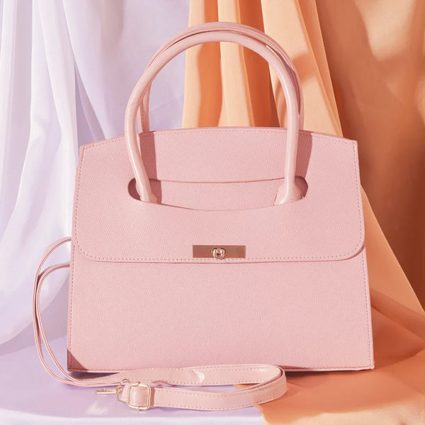Media Milano leather top handle bag – Blush Premium Pebbled PVC