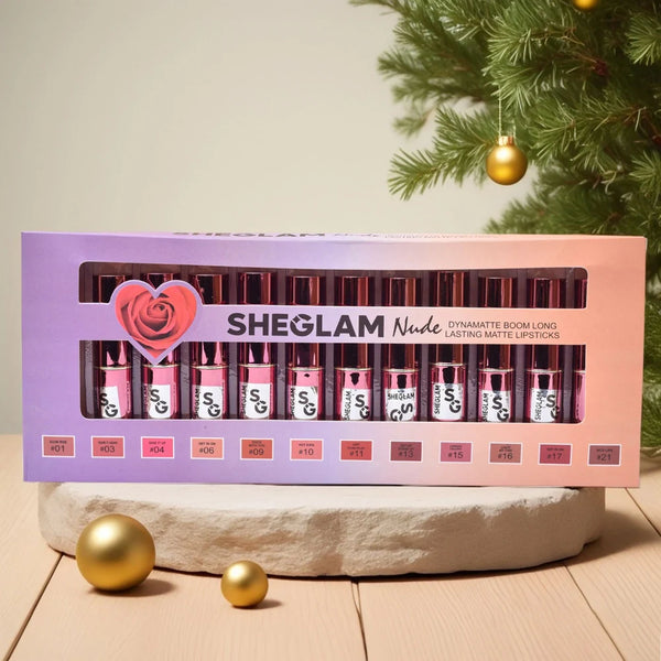 Sheglam Flomror Nude Dynamatte Boom Long-Lasting Matte Lipsticks – 12 Stunning Shades
